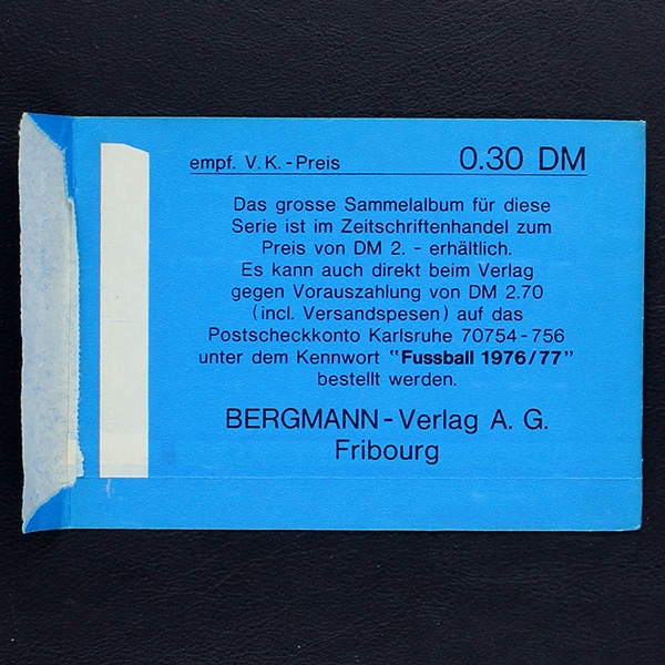 Fußball 1976 Bergmann Sticker Tüte - leer