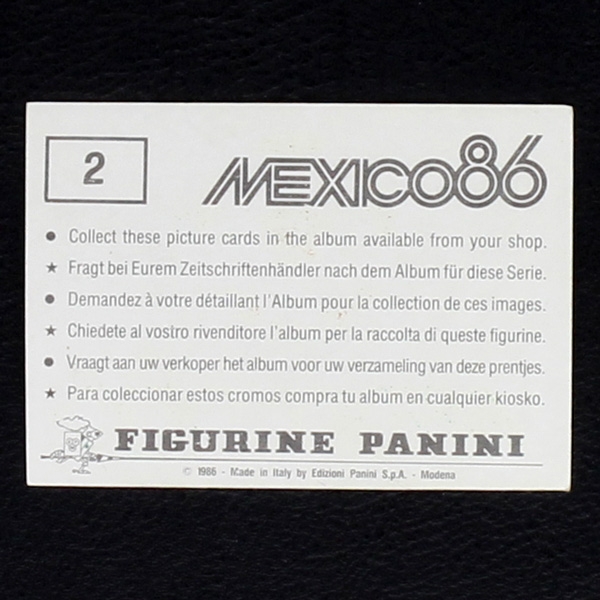 Mexico 86 Nr. 002 Panini Sticker Intro Wappen