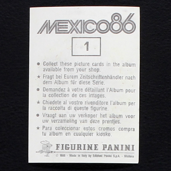 Mexico 86 Nr. 001 Panini Sticker Intro Wappen