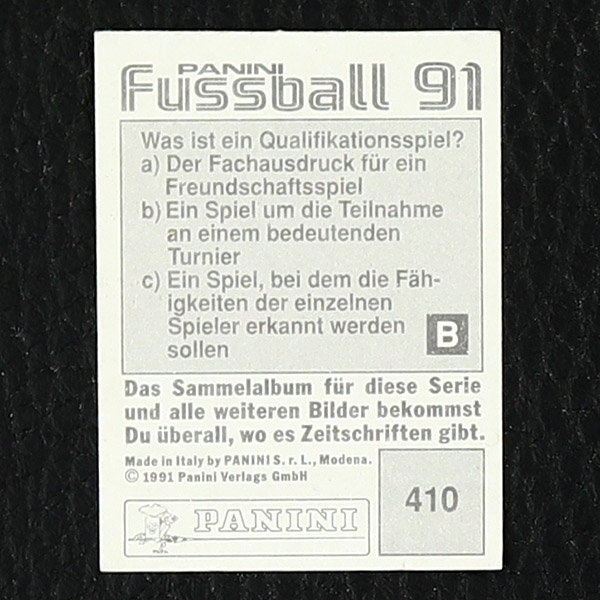 Thomas Berthold Panini Sticker No. 410 - Fußball 91