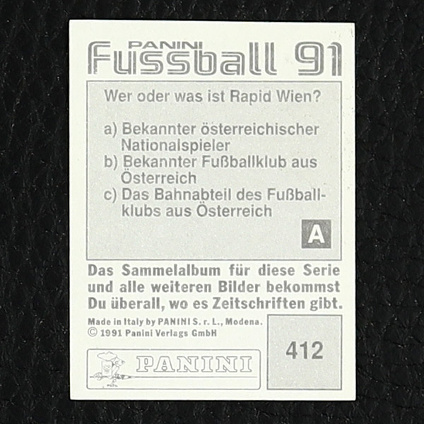 Andreas Brehme Panini Sticker No. 412 - Fußball 91