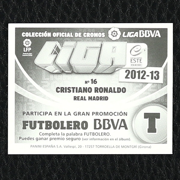 Christiano Ronaldo Panini Sticker Nr. 16 - Liga 2012-13 BBVA