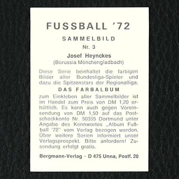 Josef Heynckes Bergmann Sticker Nr. 3 - Fußball 72