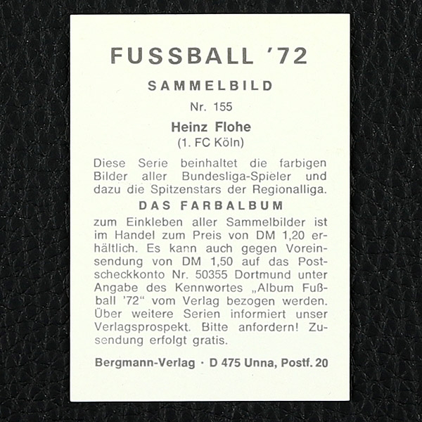 Heinz Flohe Bergmann Sticker Nr. 155 - Fußball 72