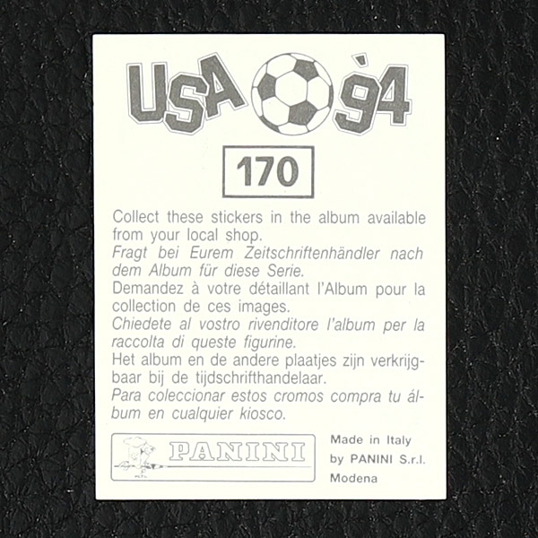 Jürgen Kohler Panini Sticker Nr. 170 - USA 94 – Internationale Version