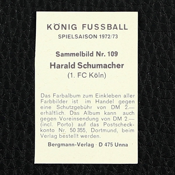 Harald Schumacher Bergmann Sticker No. 109 - König Fußball 1972/73