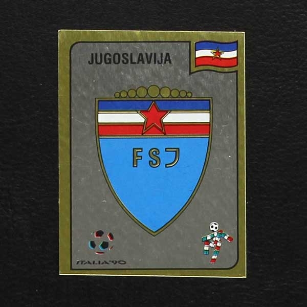 Italia 90 No. 267 Panini sticker Jugoslavija badge