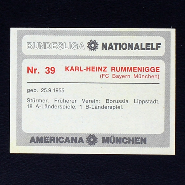 Karl-Heinz Rummenigge Americana Card No. 39 - Bundesliga Nationalelf 1978