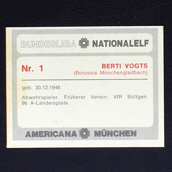 Berti Vogts Americana Card No. 1 - Bundesliga Nationalelf 1978