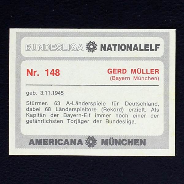 Gerd Müller Americana Card No. 148 - Bundesliga Nationalelf 1978