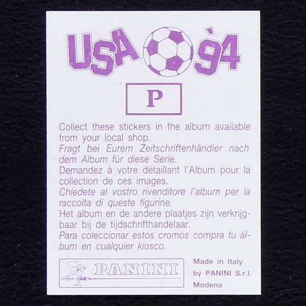 USA 94 Nr. P Panini Sticker Jürgen Klinsmann - lila