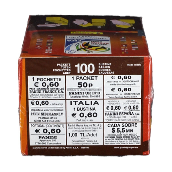 South Africa 2010 Panini box with 100 sticker bags