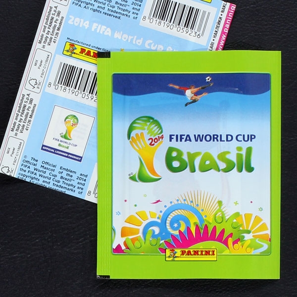 Brasil 2014 Panini Sticker Tüte Variante grün Hochformat