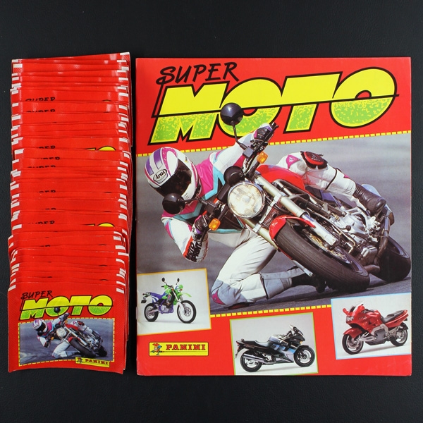 Super Moto Panini Album mit 50 Sticker Tüten
