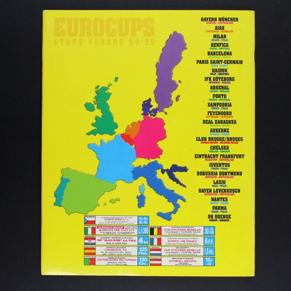 Eurocups Star Parade 94 SL Italy sticker album complete