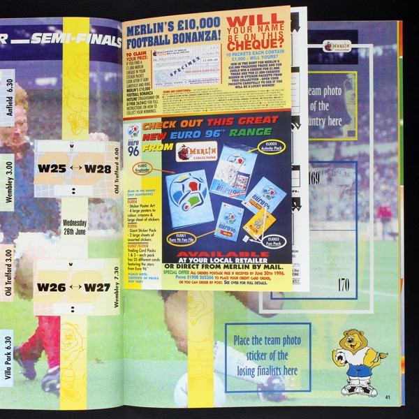 Euro 96 Merlin empty sticker album