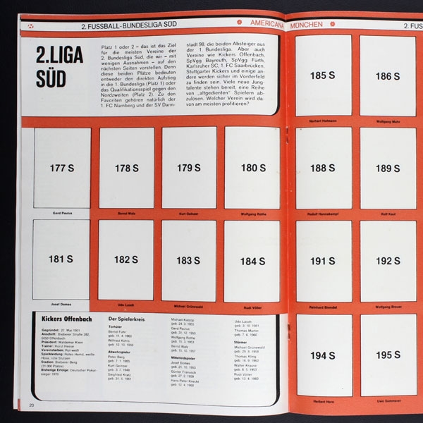 Fußball 1980 Süd Americana Sticker Leeralbum