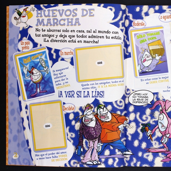 Huevos Panini Sticker Album partly filled - E