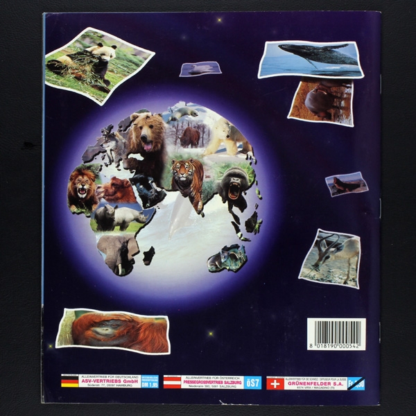 Wilde Tiere Panini Sticker Album teilgefüllt