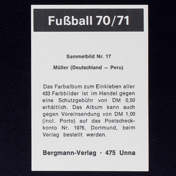 Gerd Müller Bergmann Sticker  No. 17 - Fußball 1970