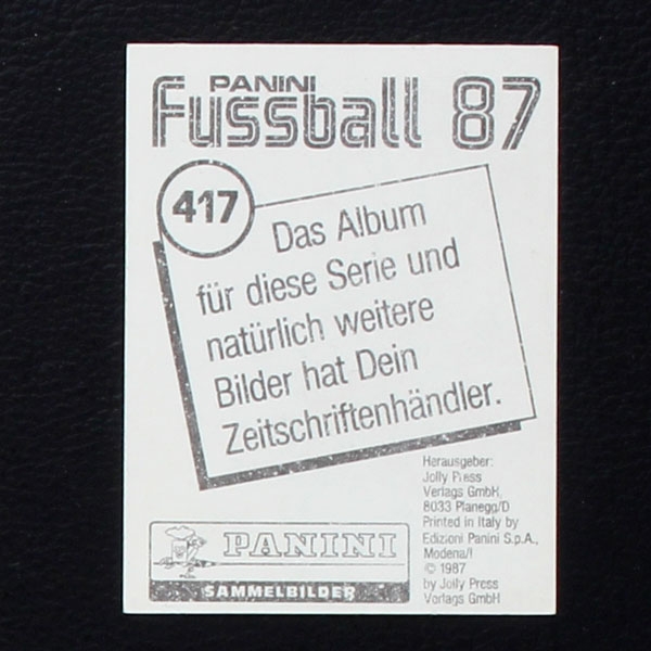 Gary Lineker Panini Sticker Nr. 417- Fußball 87