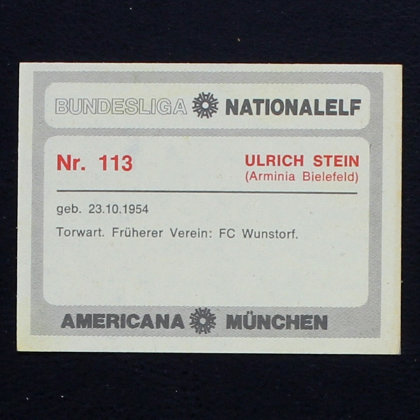 Ulrich Stein Americana Card No. 113 - Bundesliga Nationalelf 1978