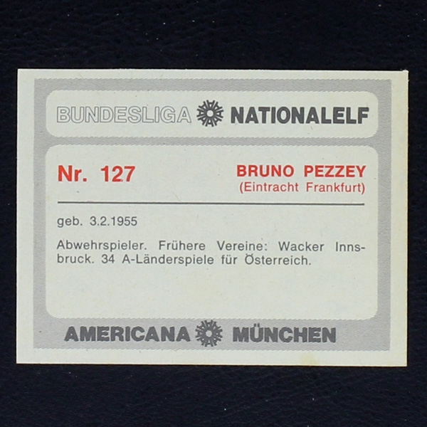 Bruno Pezzey Americana Card No. 127 - Bundesliga Nationalelf 1978