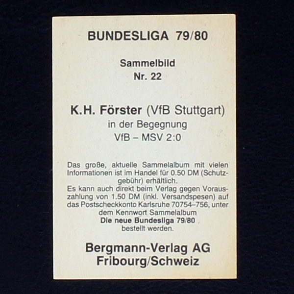 Karl-Heinz Förster Bergmann Sticker No. 22 - Bundesliga 79