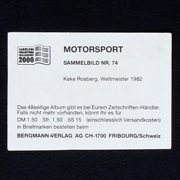 Keke Rosberg Bergmann Sticker No. 74 - Motorsport