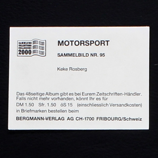 Keke Rosberg Bergmann Sticker No. 95 - Motorsport