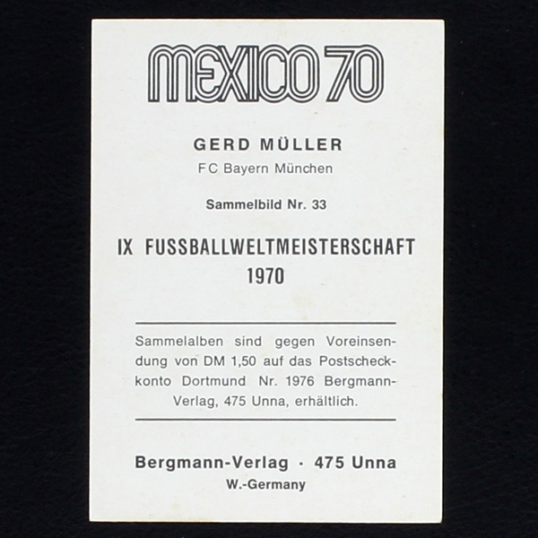 Gerd Müller Bergmann Card No. 33 - Mexico 70