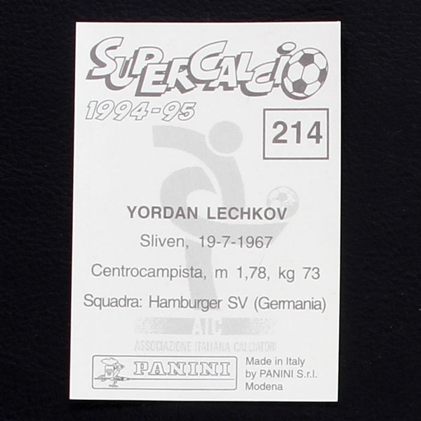 Yordan Letchkov Panini Sticker No. 214 - Super Calcio 1994