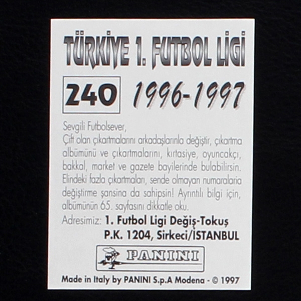 Roberto Baggio Panini Sticker No. 240 - Türkiye 1. Futbol Ligi 1996