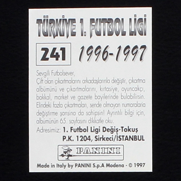 Franco Baresi Panini Sticker No. 241 - Türkiye 1. Futbol Ligi 1996