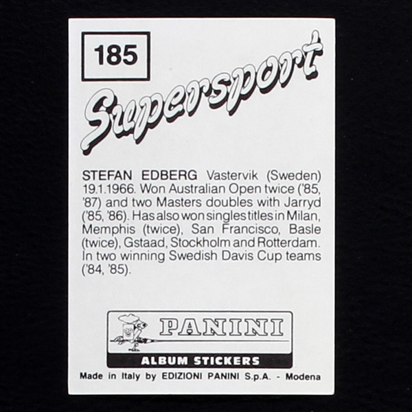 Stefan Edberg Panini Sticker No. 185 - Supersport 1987