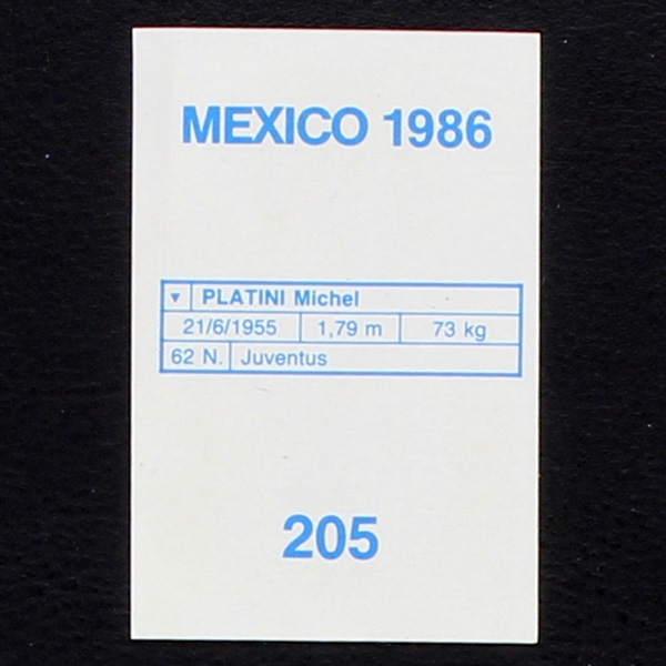 Michel Platini Flash Sticker No. 205 - Mexico 86