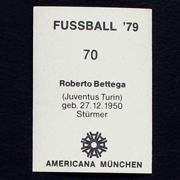 Roberto Bettega Americana Sticker No. 70 - Fußball 79