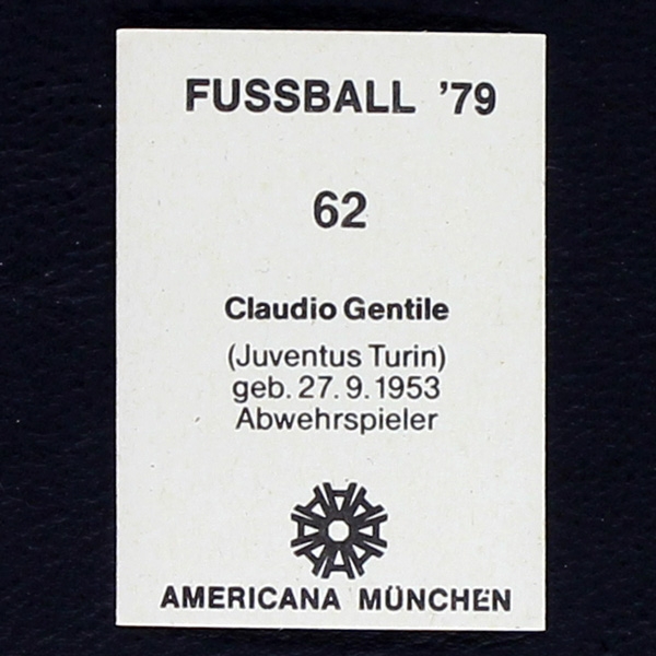 Claudio Gentile Americana Sticker No. 62 - Fußball 79