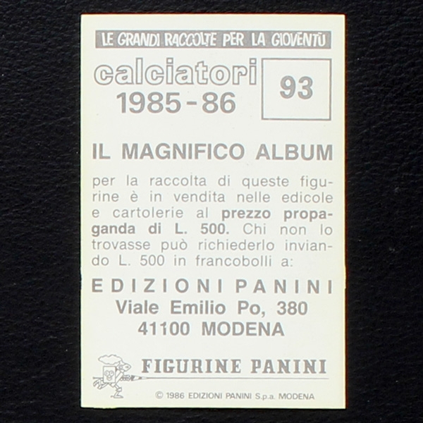 Roberto Baggio Rookie Panini Sticker No. 93 - Calciatori 1985