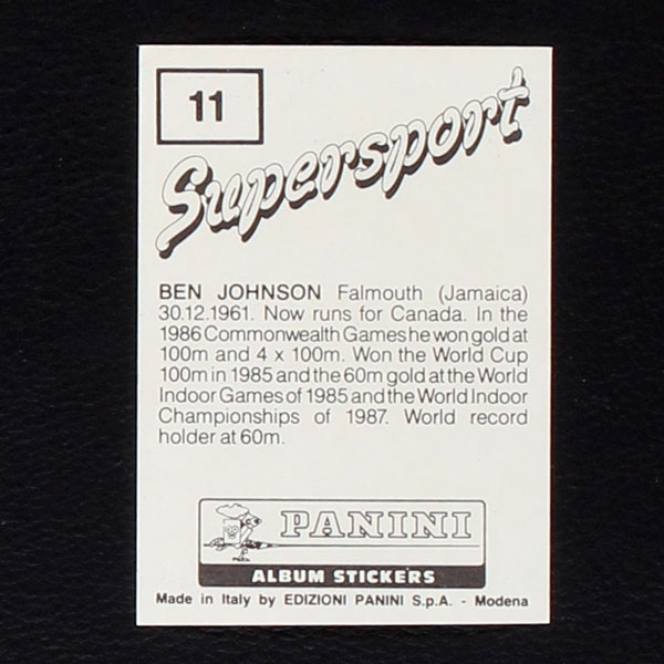 Ben Johnson Panini Sticker Supersport