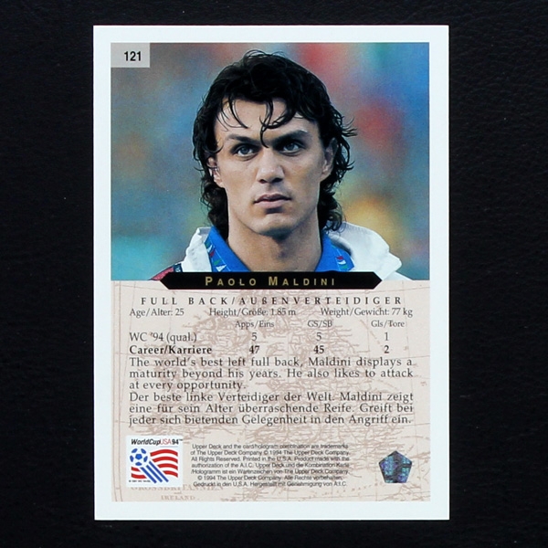 Paolo Maldini Upper Deck Trading Card No. 121 - USA 94